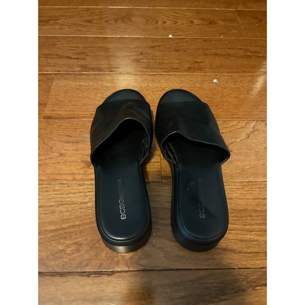 BCBGeneration Farah Black Platform Slide Sandals … - image 2